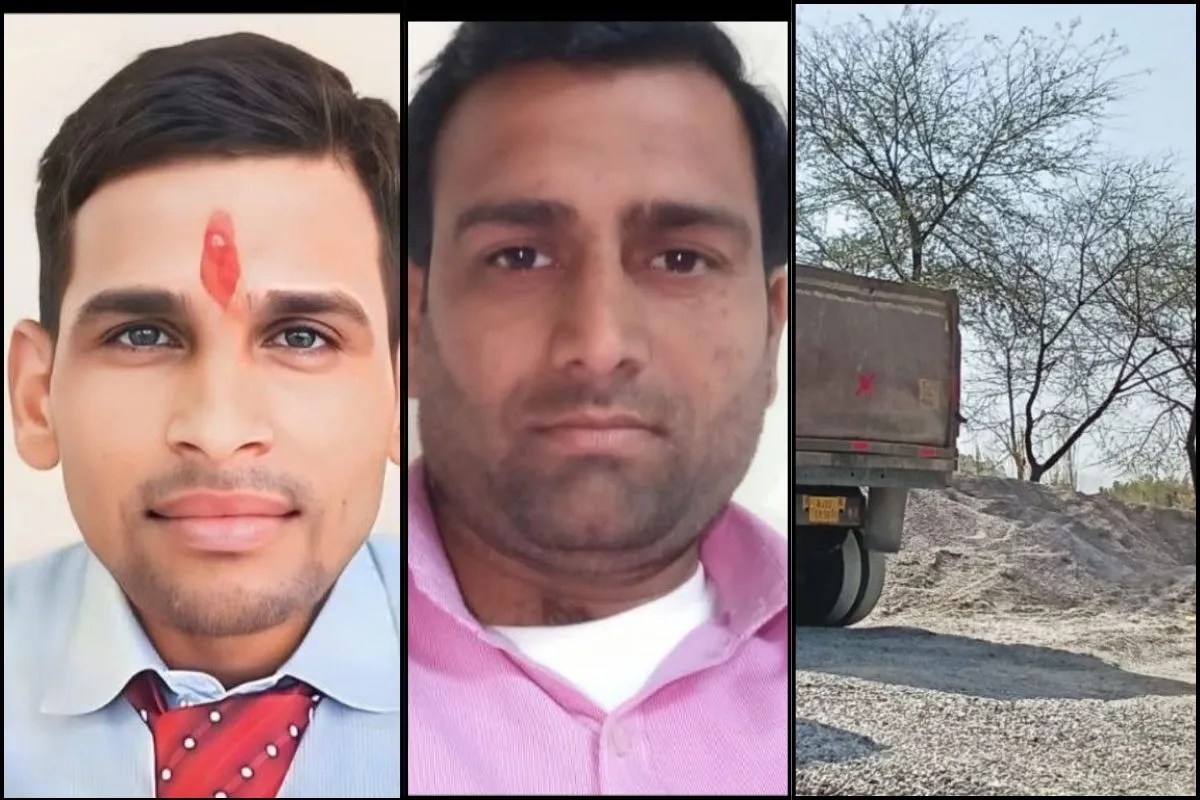 मृतक उपसरंपच महेश, गंभीर घायल भाई मुकेश और हादसा स्थल के नजदीक मिला डंपर