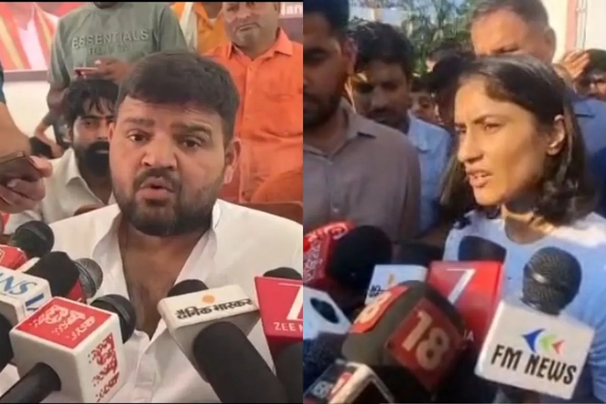 सांसद कारण भूषण सिंह, विनेश फोगाट फोटो सोर्स Patrika
