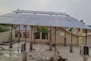Sri Ganganagar. Solar energy installed on the roof of a house in Vastunagar of the city