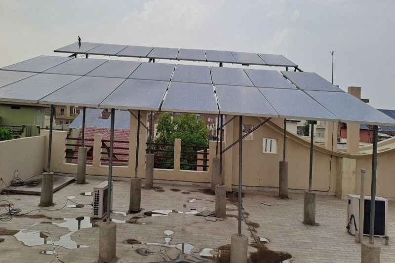 Sri Ganganagar. Solar energy installed on the roof of a house in Vastunagar of the city