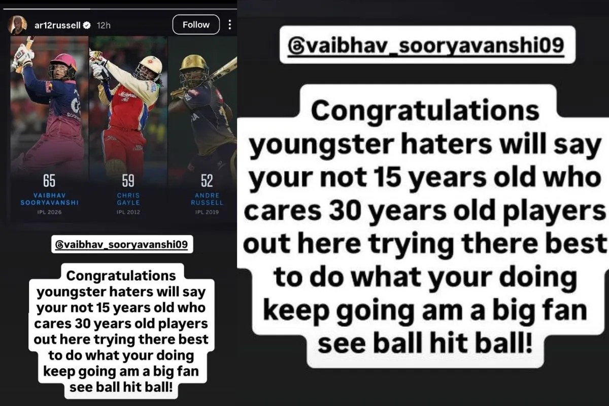aibhav Sooryavanshi age controversy, Andre Russell Instagram story, Vaibhav Sooryavanshi 97 off 29,