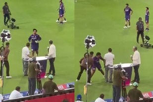 Vaibhav Sooryavanshi Sunil Gavaskar, Vaibhav Sooryavanshi feet touching video, Vaibhav Sooryavanshi 97 off 29, jatin sapru