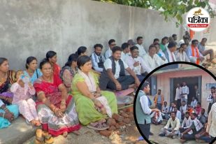 सरपंचों का धरना (photo source- Patrika)