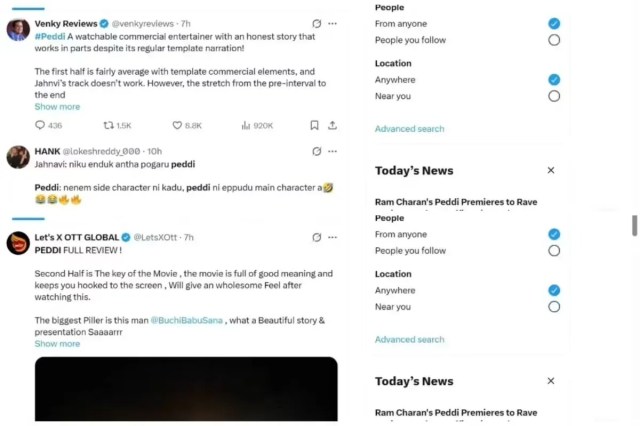 Peddi Twitter Review In Hindi