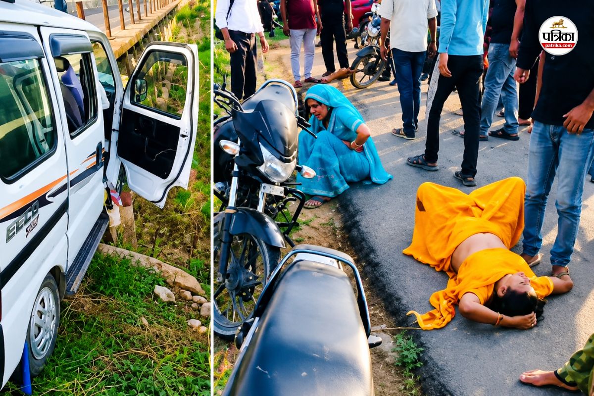 Bharatpur Giriraj Darshan family Driver dozed off car hit stone 7 seriously injured