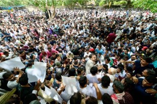 CJP student protest Parliament Street Delhi