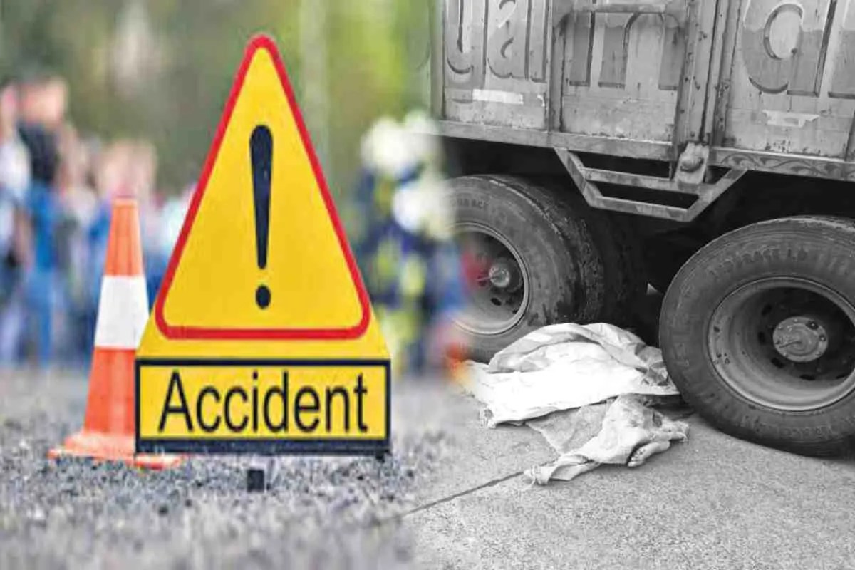 Road accident in mp: बाइक सवार पहिए से बुरी तरह कुचला गया (Photo Source - Patrika)
