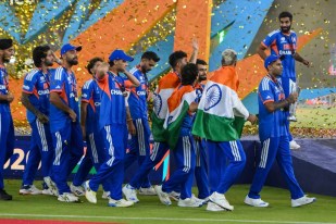Team india With T20 World Cup 2026 Trophy