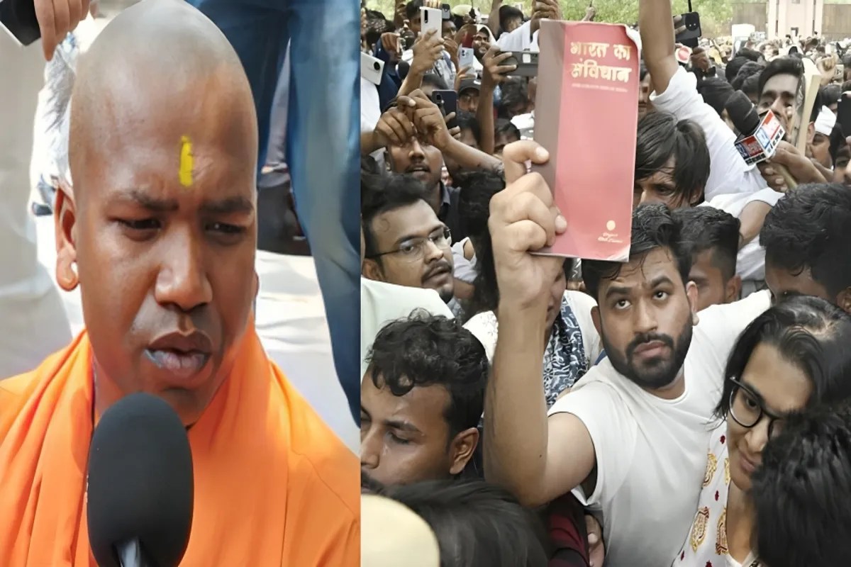 इको गार्डन में हाईवोल्टेज ड्रामा, योगी के भेष में प्रदर्शनकारी पहुंचे, अभिजीत दीपके का विरोध (फोटो सोर्स : Ritesh Singh )