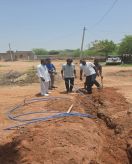 Nagaur: Water department personnel digging in search of illegal water connections.