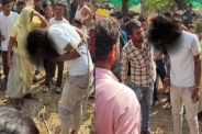 rajgarh theft case villagers burn theif leg with hot wire beat him aggressively