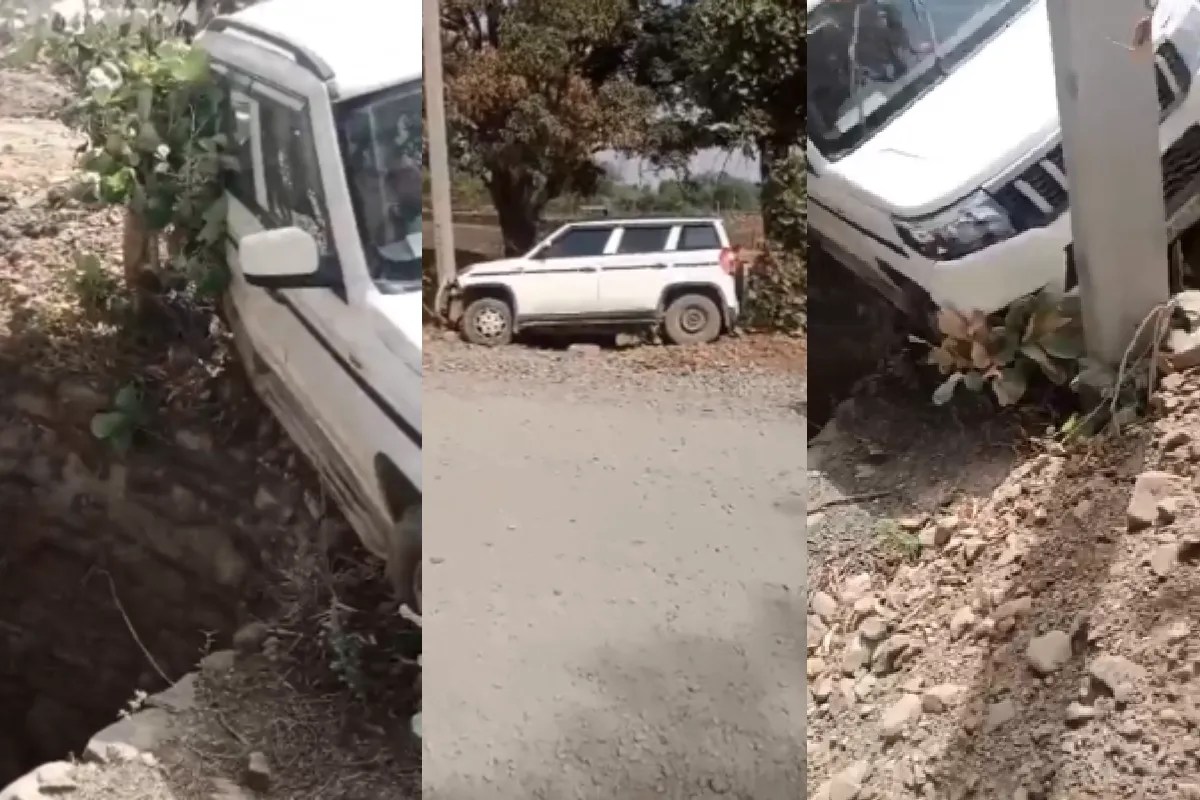 MP Health Department car lost control became stuck on edge of well