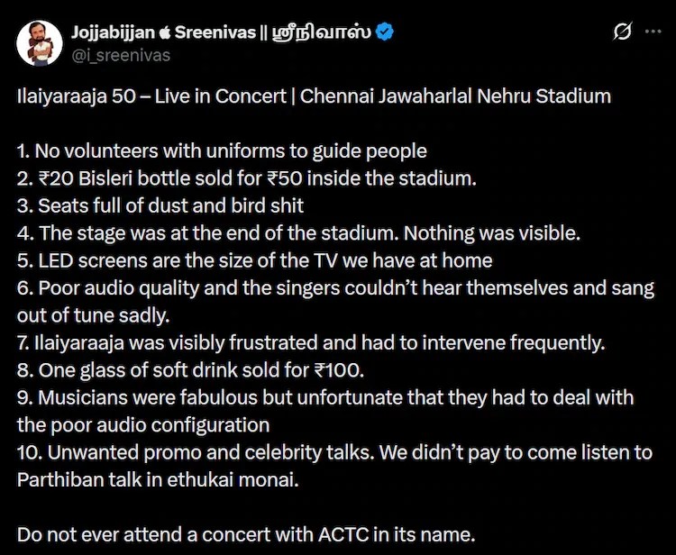 Ilaiyaraaja Concert Controversy