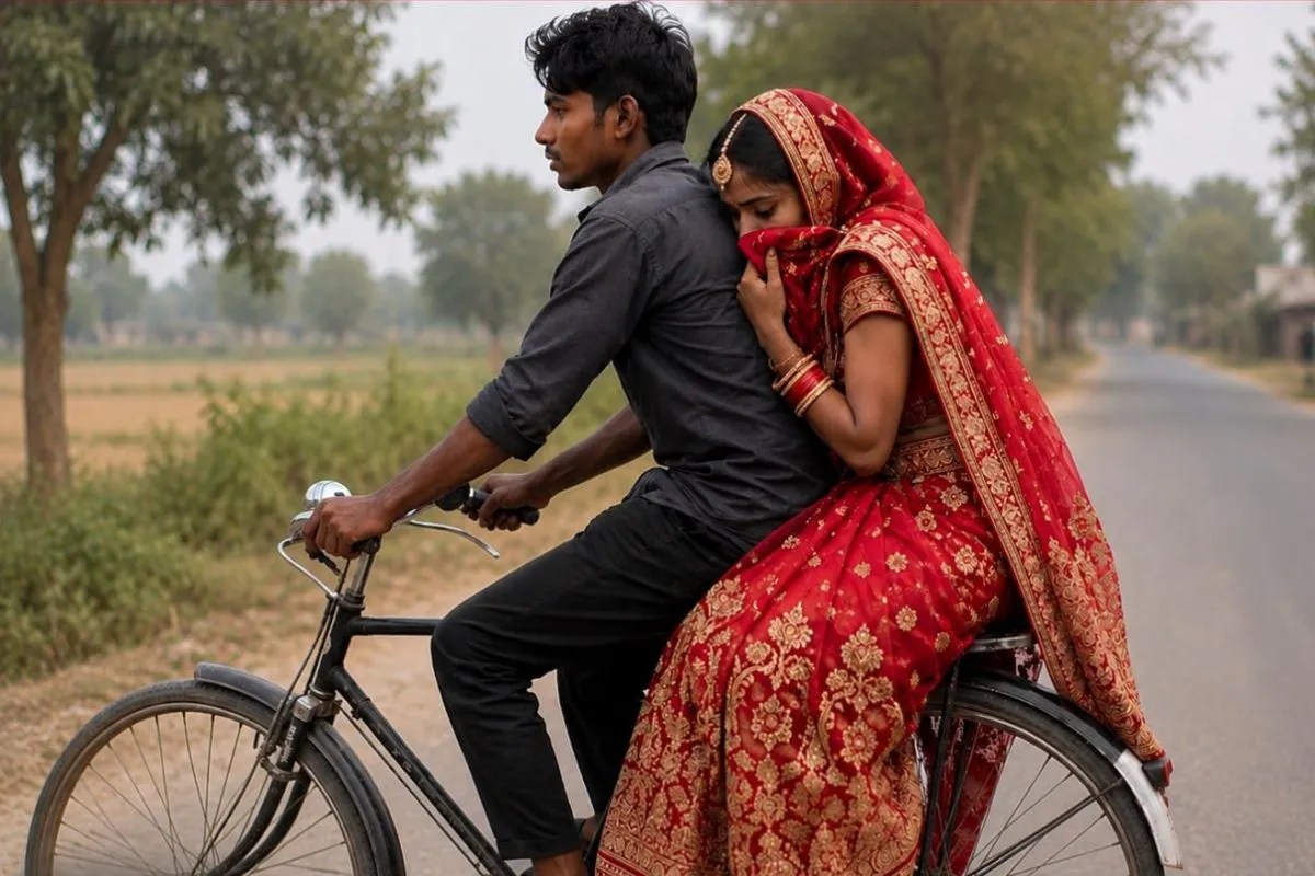 lover Bride run bicycle