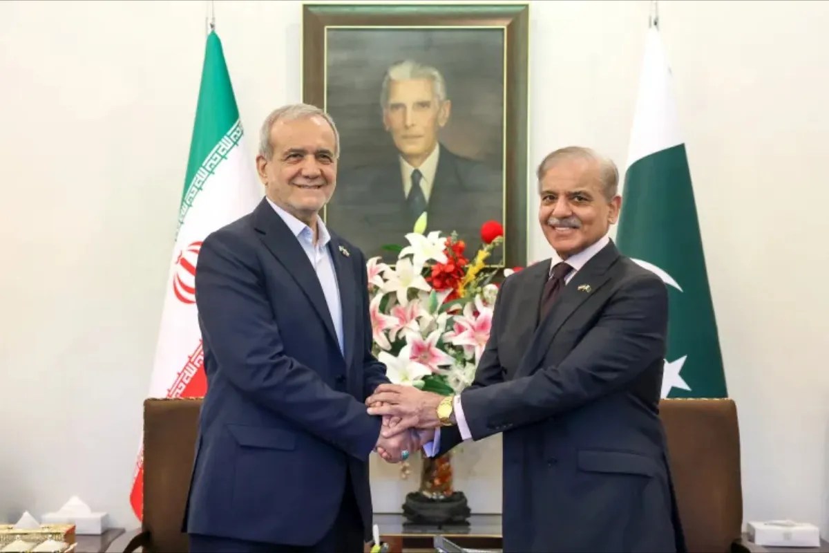 Shehbaz Sharif with Masoud Pezeshkian