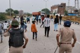 stone pelting on police in mau