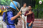 Delhi police lathi charge on students