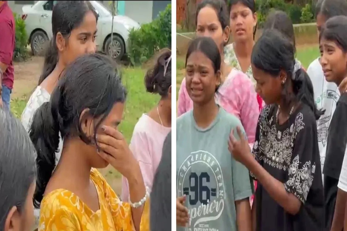 Girl students crying