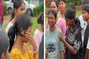 Girl students crying