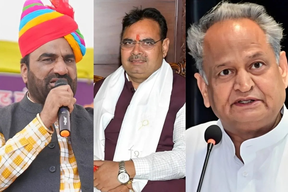 Hanuman Beniwal, CM Bhajanlal and Ashok Gehlot