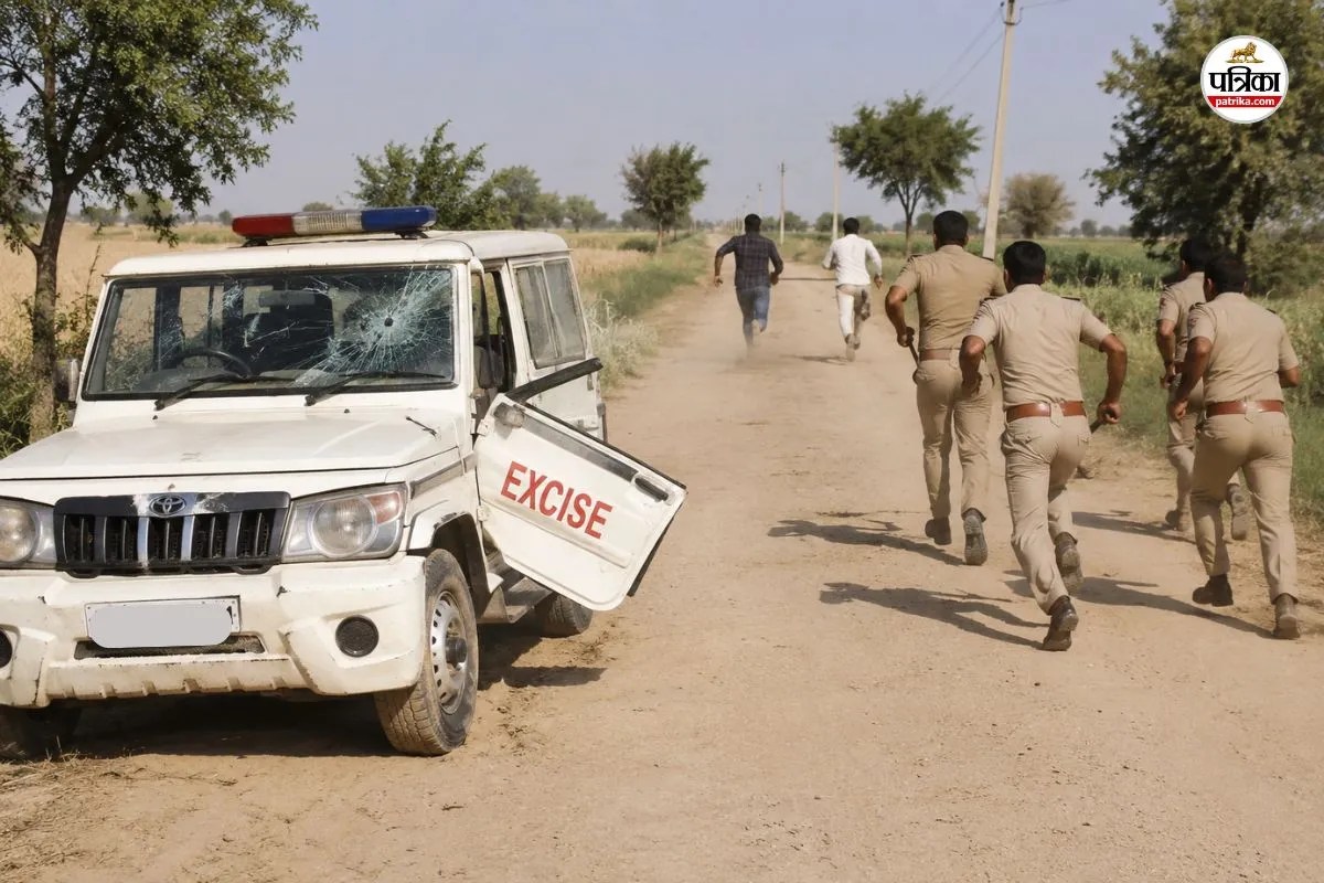 Hanumangarh excise team attack government vehicle vandalized officer injured fir filed
