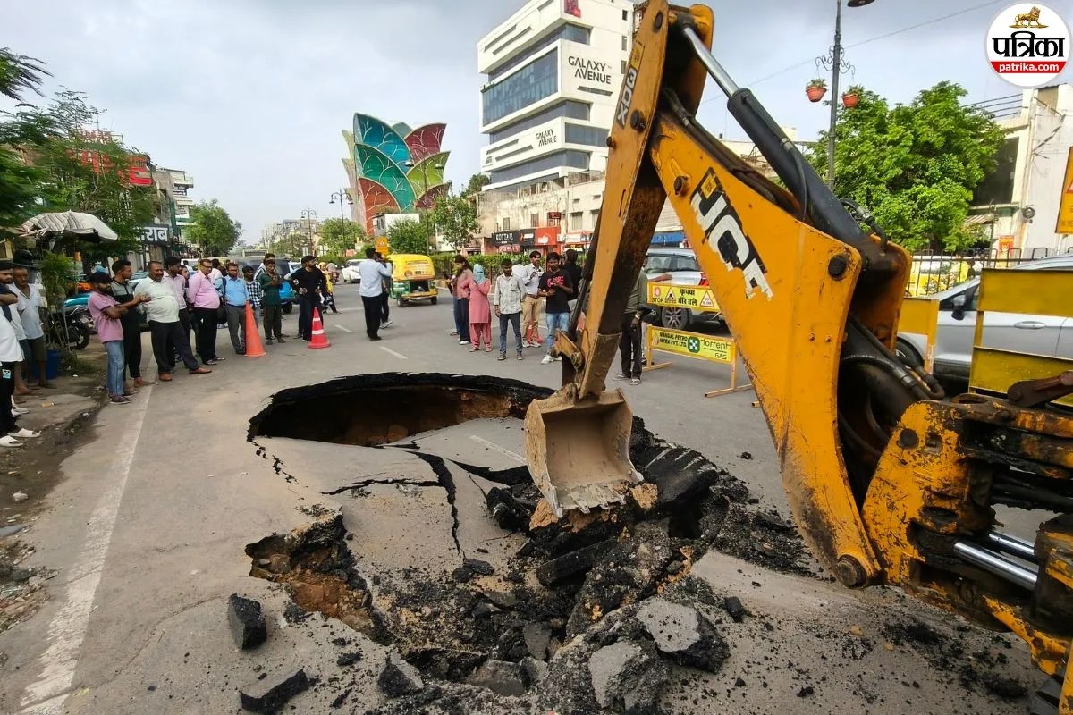 Jaipur Monsoon Rain Road Collapse