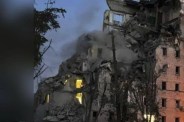 Russian missile and drone strike in Kyiv.