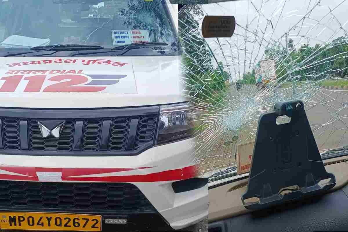 Dial 112: पुलिस वाहन के कांच तोड़े (Photo Source - Patrika)
