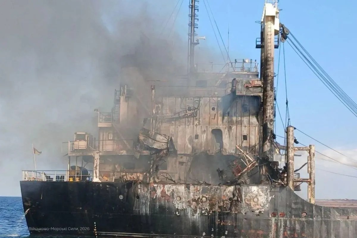 Russian missile strike on the cargo ship in Black Sea.