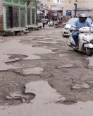 Nagaur. The main road from Lodh Chowk to Mahi Darwaza is broken at many places.