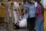 Protesters being removed from the Jantar Mantar protest site