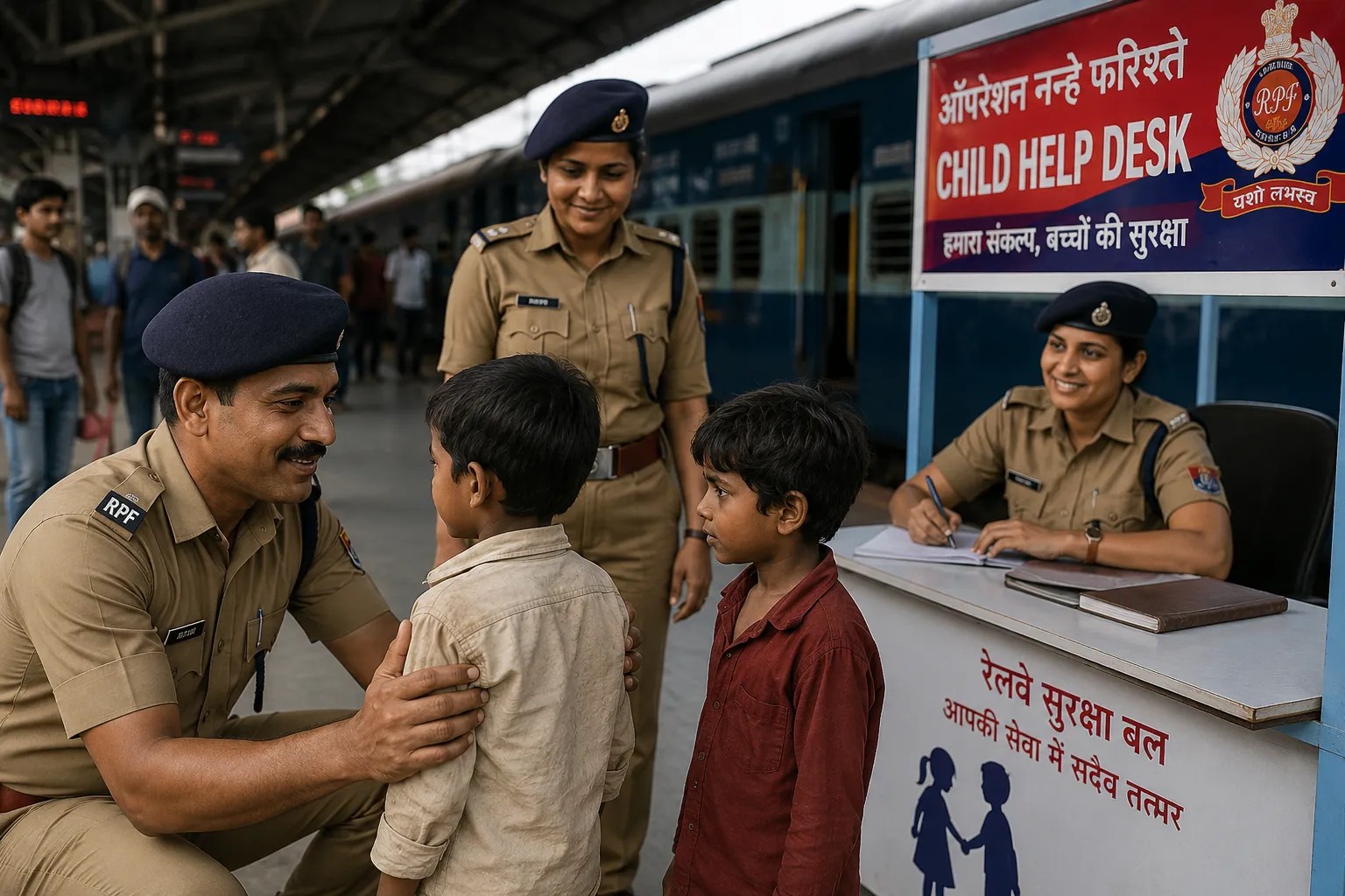 आरपीएफ ने संकट में फंसे बच्चों को सुरक्षित बचाकर परिजनों से मिलाया (एआइ फोटो)।