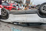 Car overturned in Ambikapur Ring Road