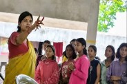 Hostel guard washed cloth and massage from girls