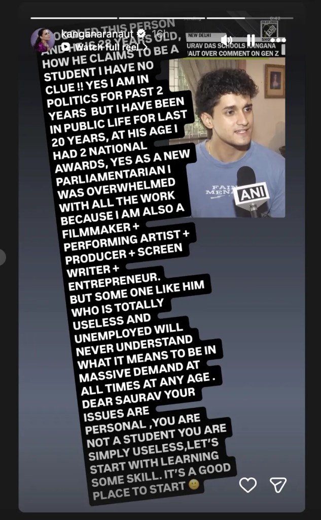 Kangana Responds To Saurav Das