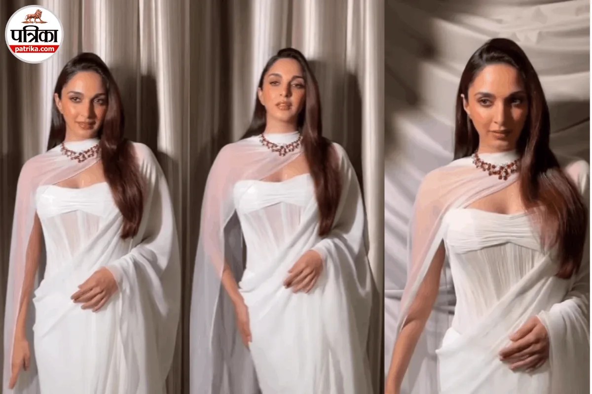 Kiara Advani White Saree, Kiara Advani Ruby Diamond Necklace