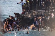 Migrants Swimming to Spain