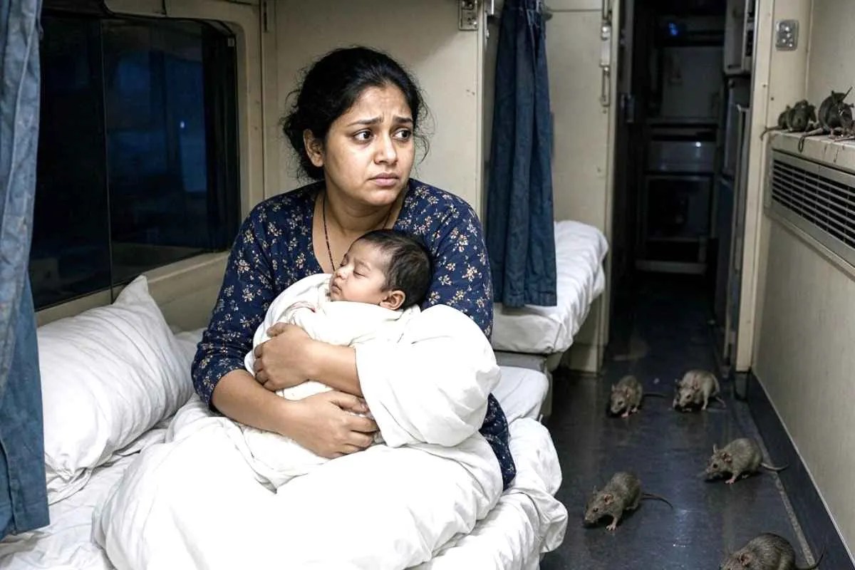 Indian Railway: फर्स्ट एसी में चूहों से डरी महिला, प्रतिकात्मक फोटो (Photo Source: AI Image)