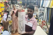 Snake entered in cloth shop