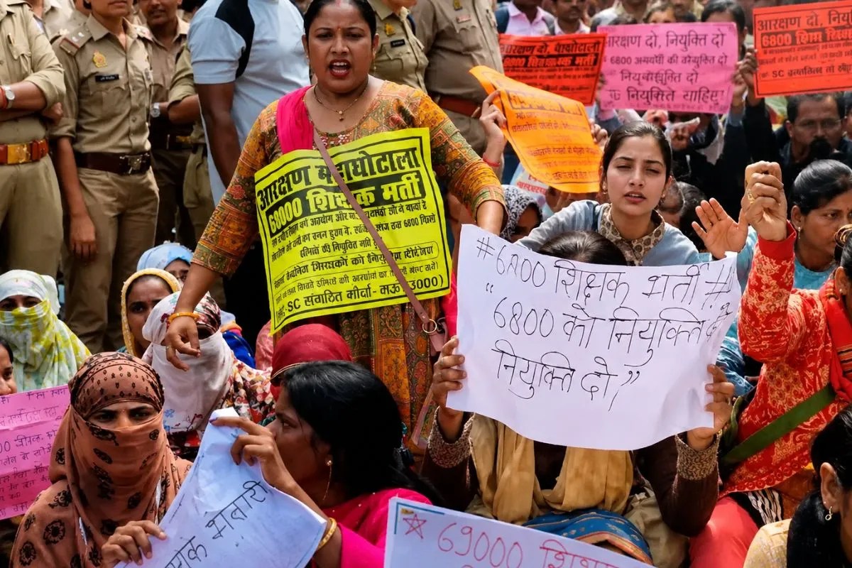 69000 teacher recruitment, Lucknow protest, 6800 candidates appointment, शिक्षक भर्ती आंदोलन,