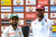 Pakistan captain Babar Azam and West Indies captain Roston Chase with the trophy, West Indies vs Pakistan,