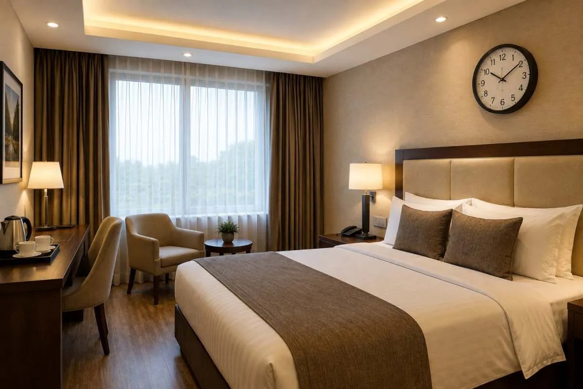 know why no wall clocks in hotel rooms