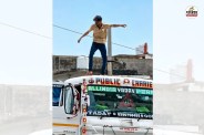 Alwar Driver moving trailer roof climbed and danced video viral
