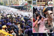 congress hisab mango rally jaipur water cannon police clash