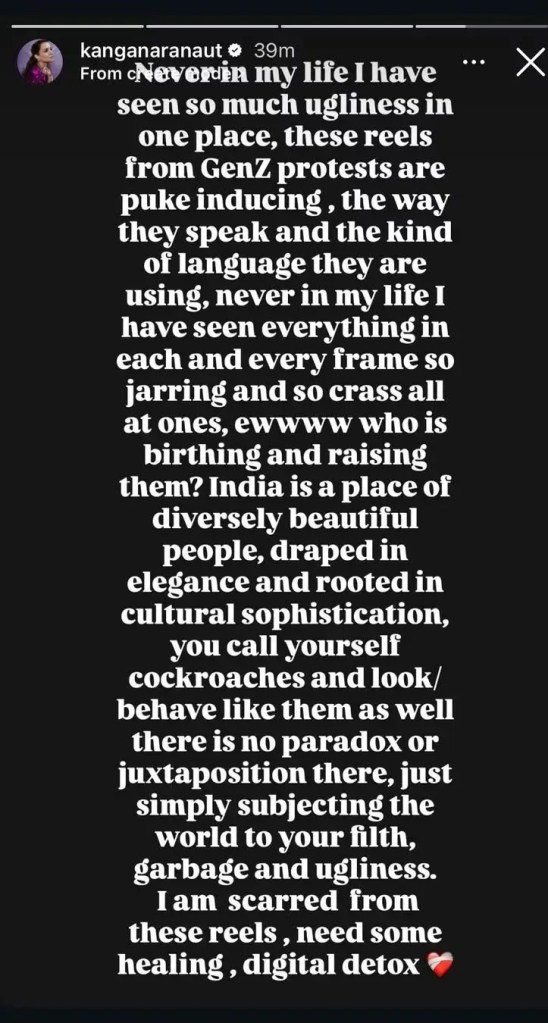 Kangana Ranaut Generation Gutter Remark