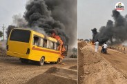 jaisalmer dhauva school bus fire accident 25 children safe