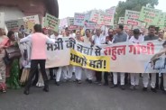 NDA MPs protest against Rahul Gandhi.