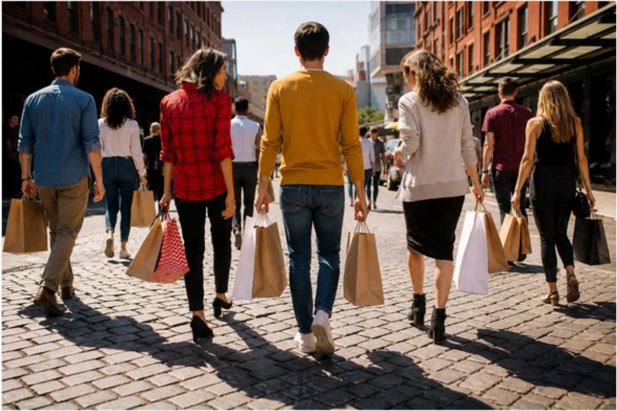 People with shopping bags