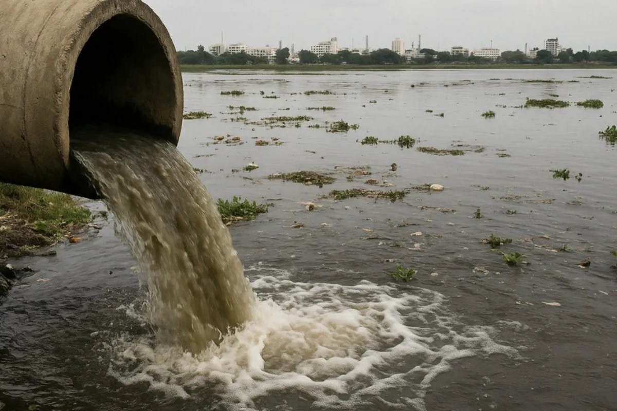 Urban sewage in river
