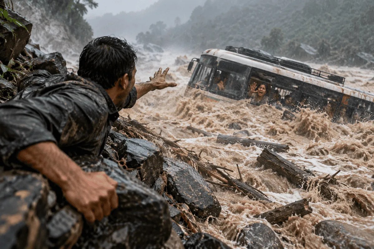 Nepal Flood, Nepal Flood 2026, Nepal Flood Bus, Nepal flood survivor, Nepal floods latest news, Nepal flood missing people, Nepal bus swept away, Nepal flood tragedy,